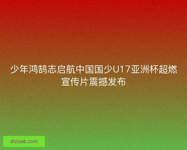 少年鸿鹄志启航中国国少U17亚洲杯超燃宣传片震撼发布